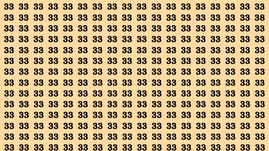 Visual Test: If you have Eagle Eyes Find the Number 38 among 33 in 15 Secs