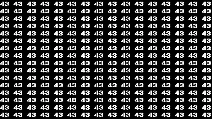 Optical Illusion Brain Challenge: If you have 50/50 Vision Find the Number 48 among 43 in 14 Secs