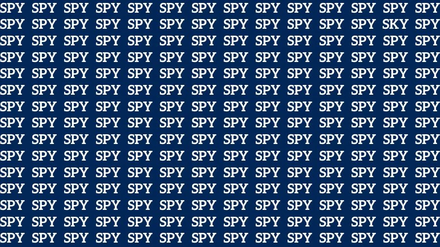 Optical Illusion Brain Challenge: If you have 50/50 Vision Find the Word Sky among Spy in 13 Secs