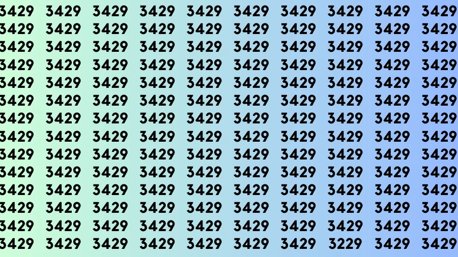 Observation Brain Challenge: If you have Eagle Eyes Find the number 3229 among 3429 in 12 Secs