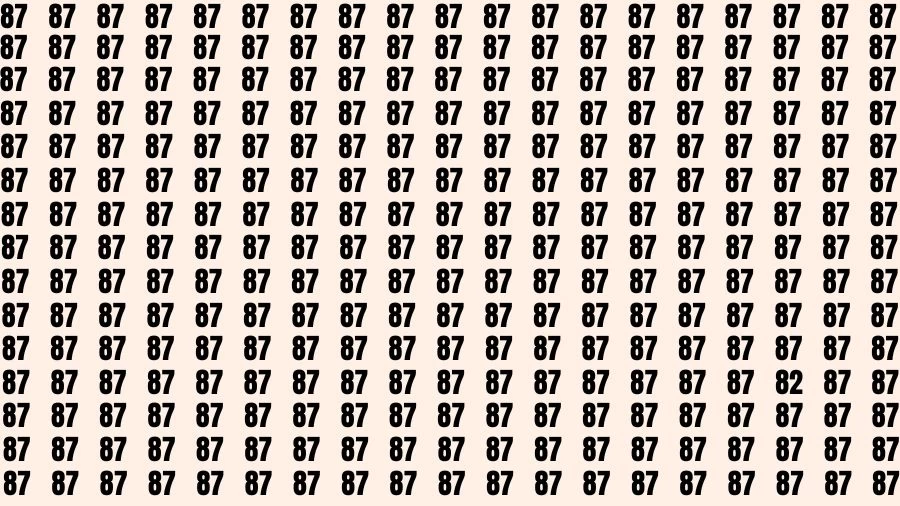 Observation Brain Challenge: If you have Eagle Eyes Find the number 82 among 87 in 16 Secs