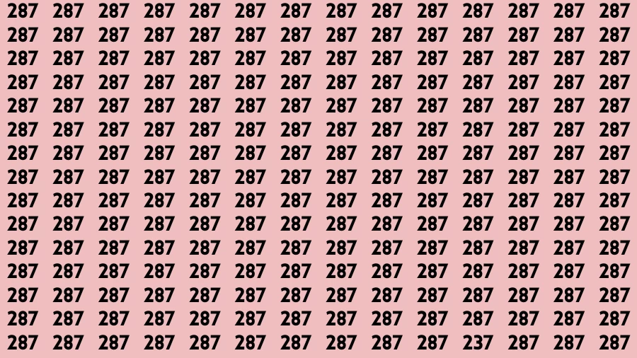 Visual Test: If you have Hawk Eyes Find the Number 237 among 287 in 15 Secs