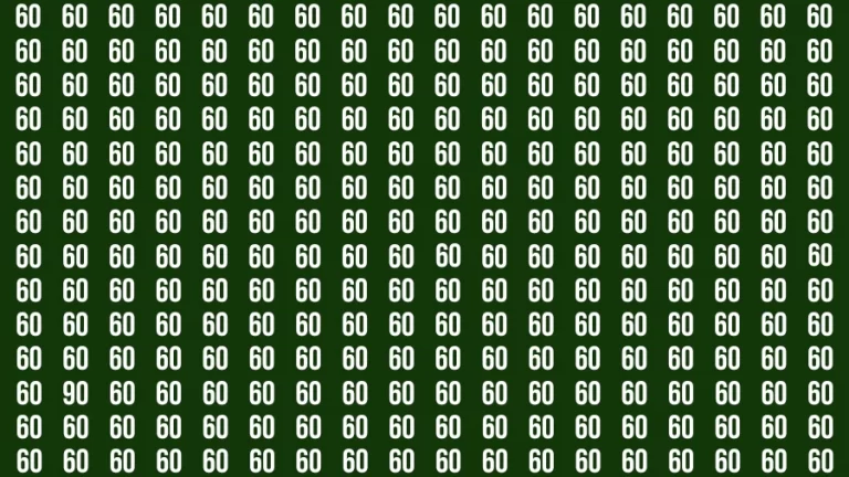 Observation Visual Test: If you have 50/50 Vision Find the Number 90 among 60 in 15 Secs