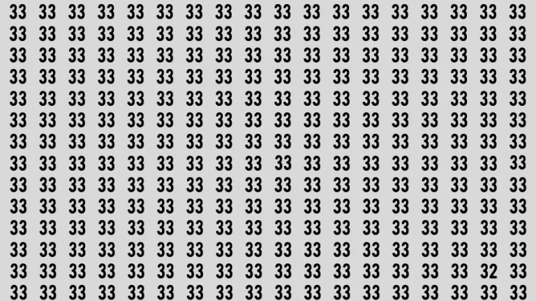 Observation Brain Challenge: If you have Eagle Eyes Find the number 32 among 33 in 12 Secs