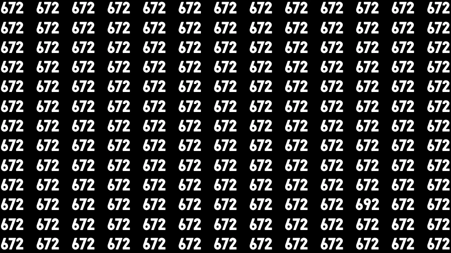 Observation Brain Challenge: If you have Hawk Eyes Find the Number 692 among 672 in 15 Secs