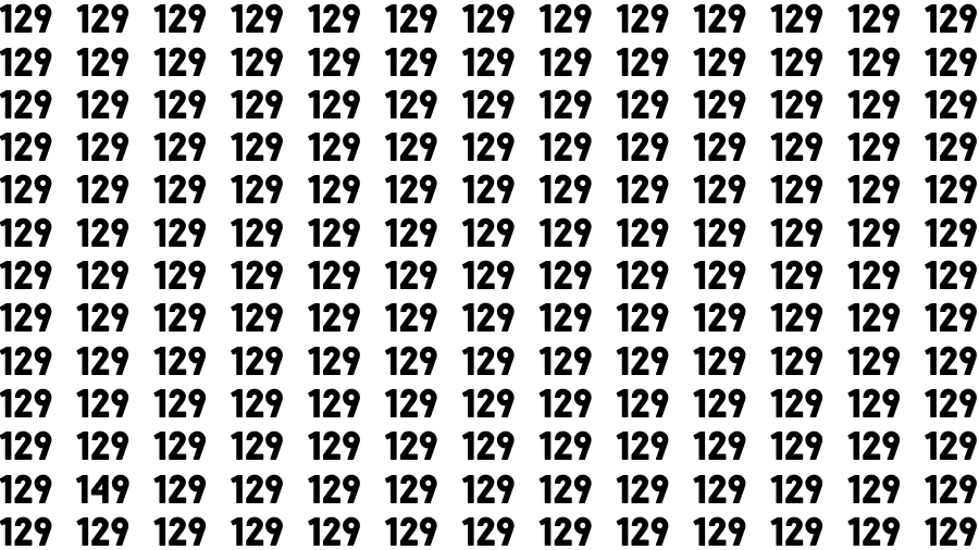 Observation Find it Out: If you have Sharp Eyes Find the number 149 among 129 in 20 Secs