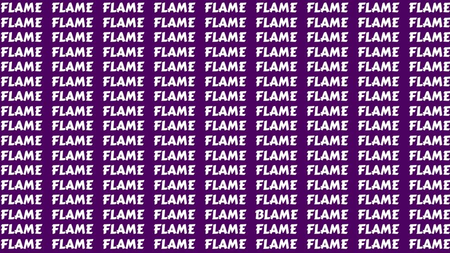 Optical Illusion Brain Challenge: If you have Sharp Eyes Find the Word Blame among Flame in 18 Secs