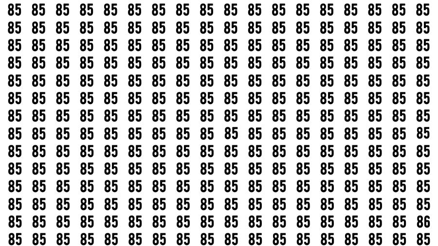 Test Visual Acuity: If you have Eagle Eyes Find the number 86 among 85 in 12 Secs