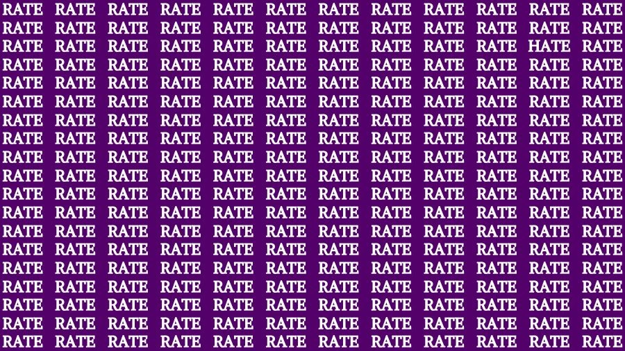 Optical Illusion Eye Test: If you have Eagle Eyes Find the Word Hate among Rate in 15 Secs