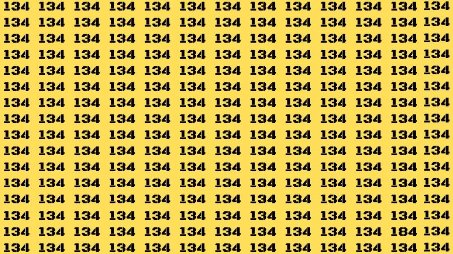 Observation Visual Test: If you have Sharp Eyes Find the number 184 among 134 in 20 Secs