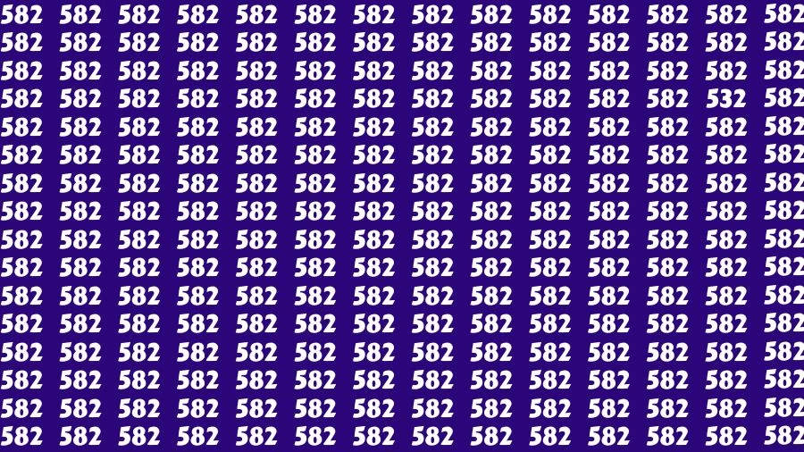 Observation Visual Test: If you have Hawk Eyes Find the Number 532 among 582 in 15 Secs