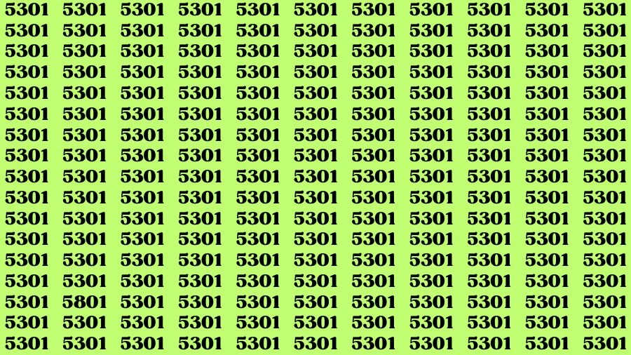 Observation Brain Challenge: If you have 50/50 Vision Find the Number 5801 among 5301 in 14 Secs