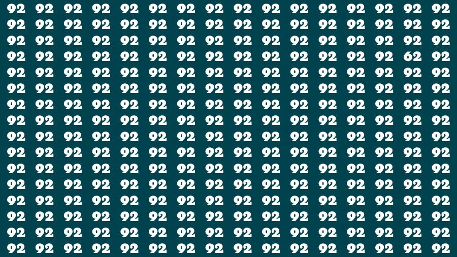 Optical Illusion Visual Test: If you have Eagle Eyes Find the Number 62 among 92 in 14 Secs