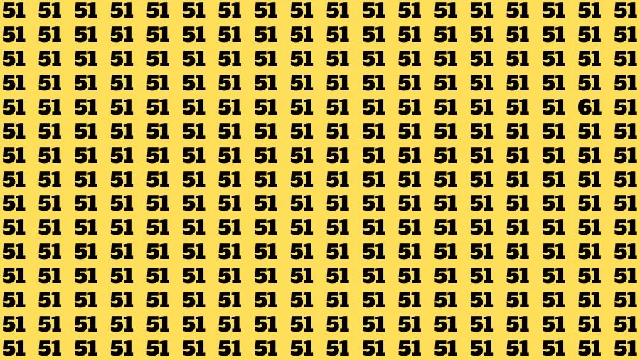 Optical Illusion Brain Challenge: If you have 50/50 Vision Find the Number 61 among 51 in 14 Secs