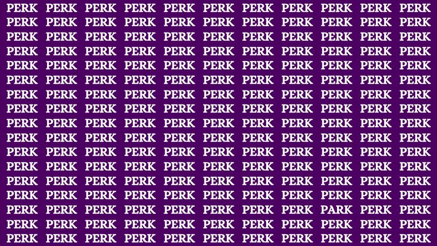 Optical Illusion Brain Challenge: If you have 50/50 Vision Find the Word Park among Perk in 13 Secs