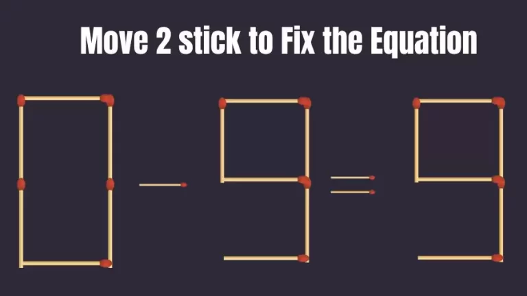 Brain Teaser: 0-9=9 Move 2 Sticks To Fix The Equation | Matchstick Puzzles