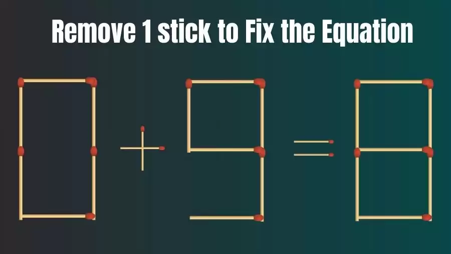 Brain Teaser: 0+9=8 Remove 1 Stick To Fix The Equation | Matchstick Puzzles