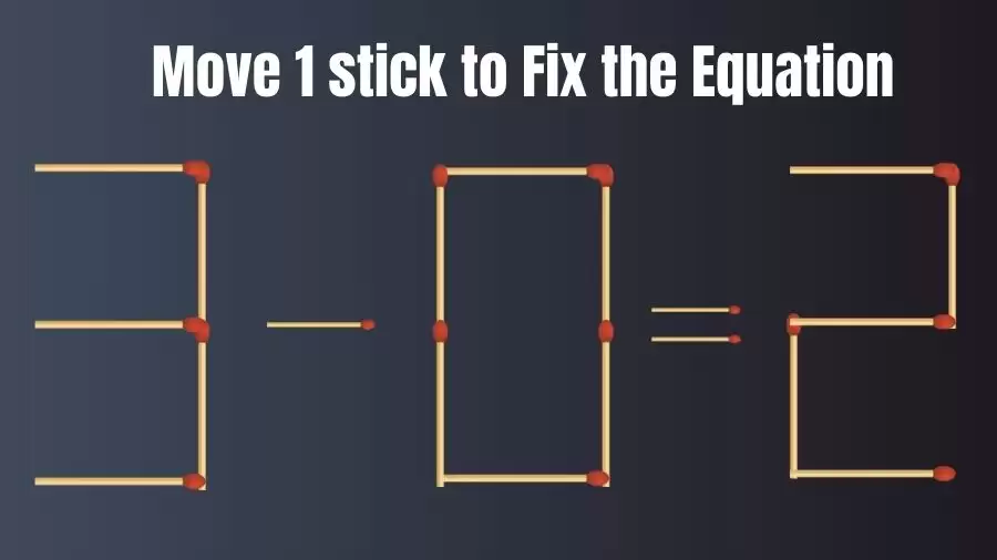 Brain Teaser: 3-0=2 Move Only 1 Matchstick To Fix The Equation | Matchstick Puzzle