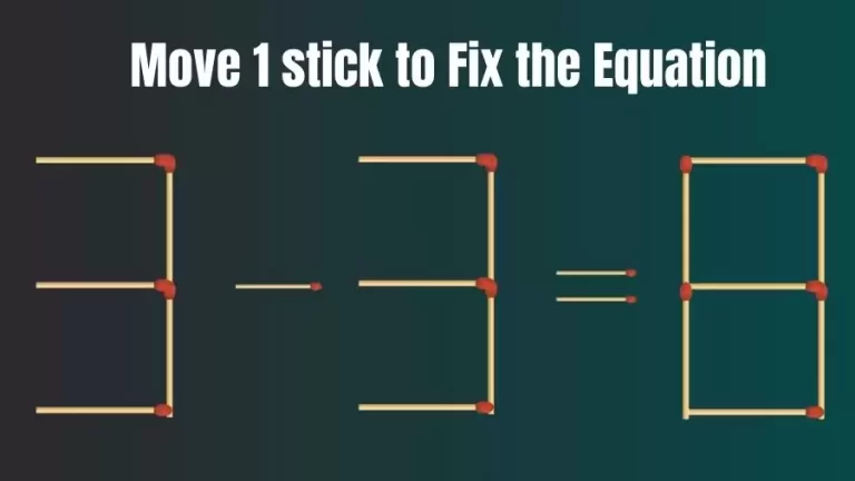 Brain Teaser: 3-3=8 Fix The Equation By Moving 1 Stick | Matchstick Puzzles