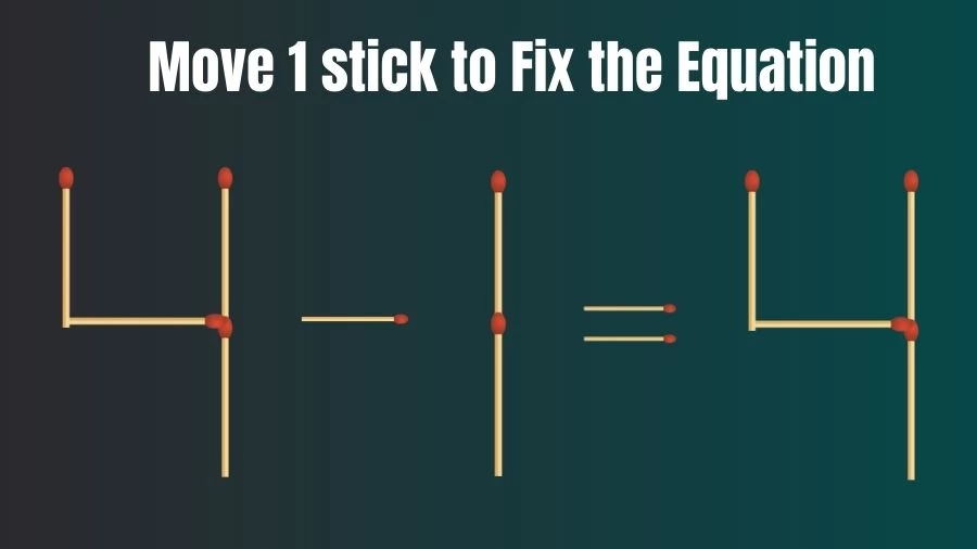 Brain Teaser: 4-1=4 Move 1 Matchstick to Fix the Equation | Matchsticks Puzzle