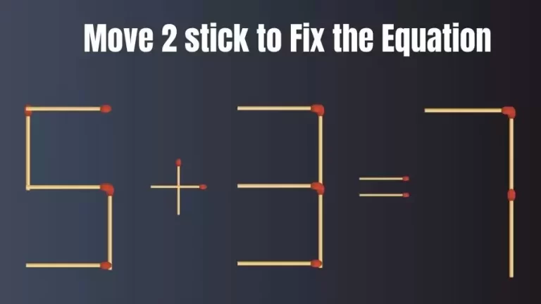 Brain Teaser: 5+3=7 Move 2 Sticks To Fix The Equation | Matchstick Puzzles