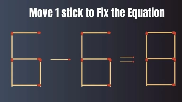 Brain Teaser: 6-6=8 Move Only 1 Matchstick To Fix The Equation | Matchstick Puzzle