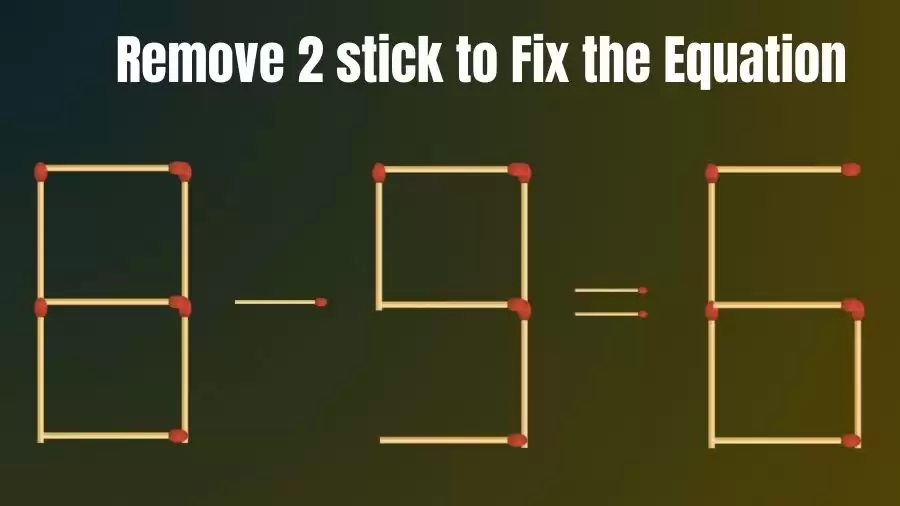 Brain Teaser: 8-9=6 Remove 2 Sticks To Fix The Equation | Matchstick Puzzles