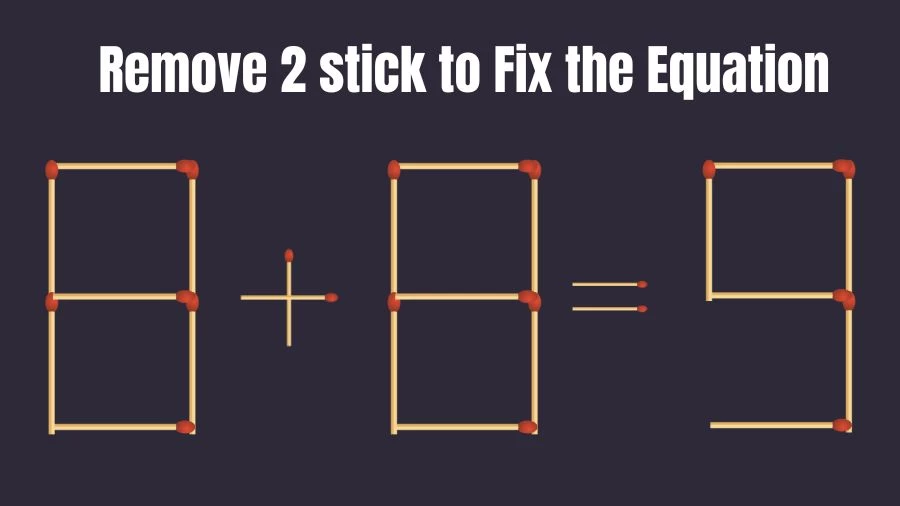 Brain Teaser: 8+8=9 Remove 2 Sticks To Fix The Equation | Matchstick Puzzles