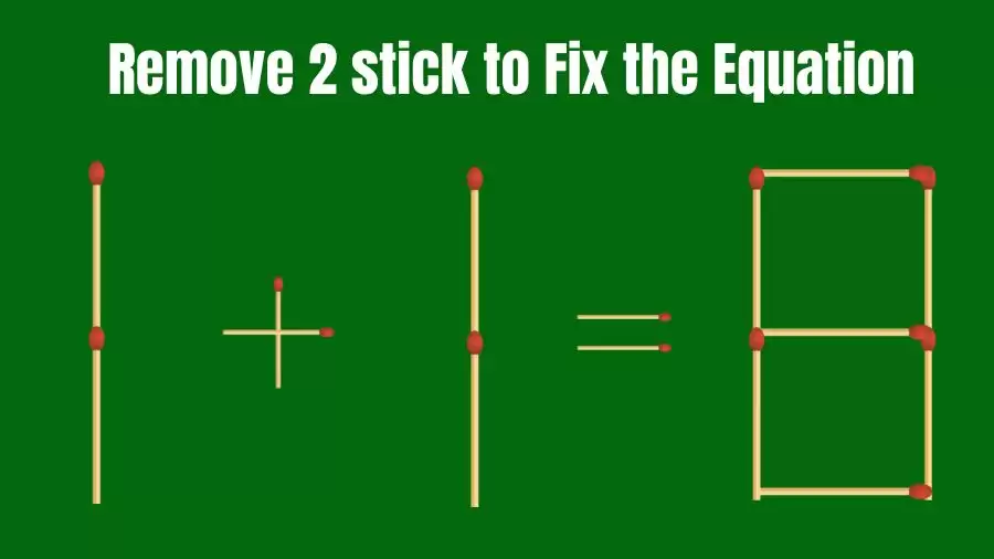 Brain Teaser IQ Challenge: 1+1=8 Remove 2 Matchsticks to Fix the Equation | Matchstick Puzzles