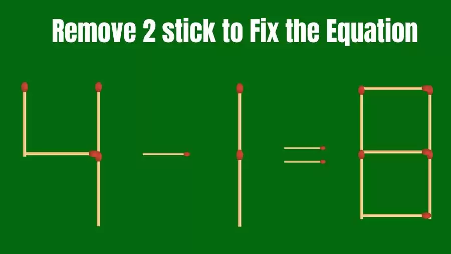 Brain Teaser IQ Challenge: 4-1=8 Remove 2 Matchsticks to Fix the Equation | Matchstick Puzzles