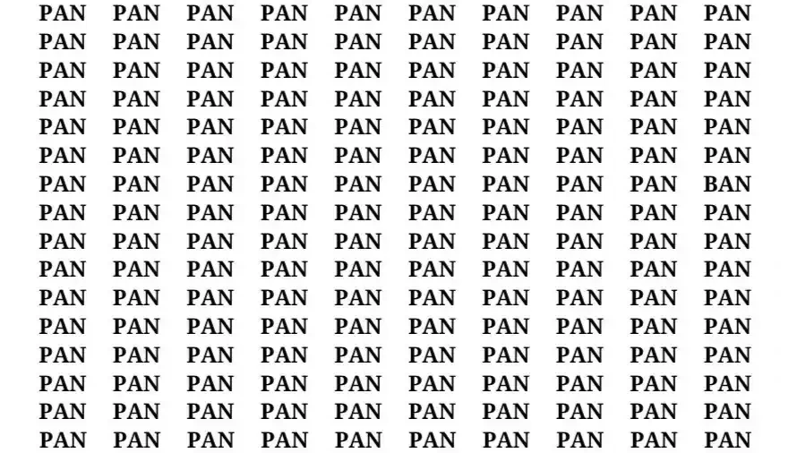 Brain Teaser: If you have 4K Vision Find the word Ban among Pan in 12 Secs