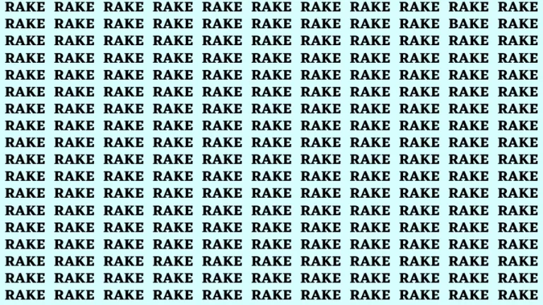 Brain Teaser: If you have Eagle Eyes Find the Word Bake in 12 Secs