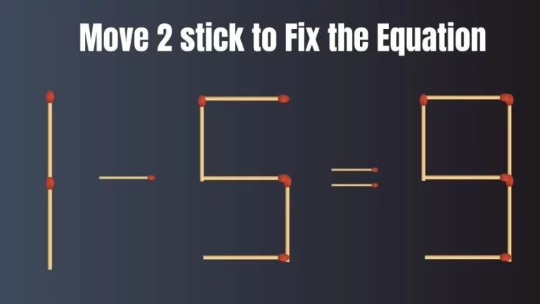 Brain Teaser for IQ Test: 1-5=9 Fix the Equation by Moving 2 Sticks | Matchstick Puzzle