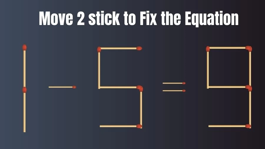 Brain Teaser for IQ Test: 1-5=9 Fix the Equation by Moving 2 Sticks | Matchstick Puzzle