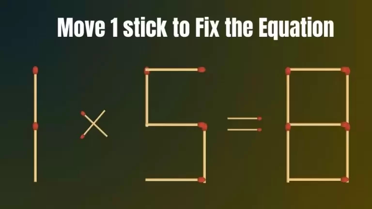 Matchstick Riddle: 1×5=8 Fix The Equation By Moving 1 Stick | Matchstick Puzzle