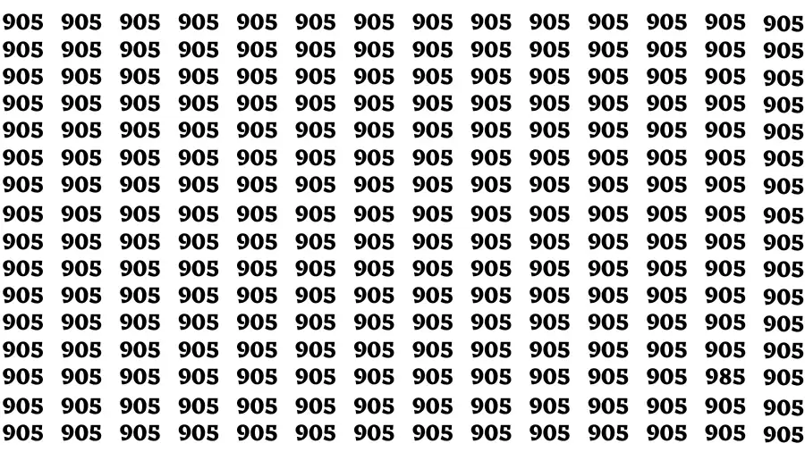 Test Your Eyes With This Brain Teaser Find the Number 985 Among 905 in 10 Secs