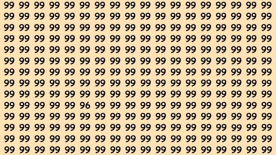 Visual Test: If you have Hawk Eyes Find the Number 96 among 99 in 15 Secs