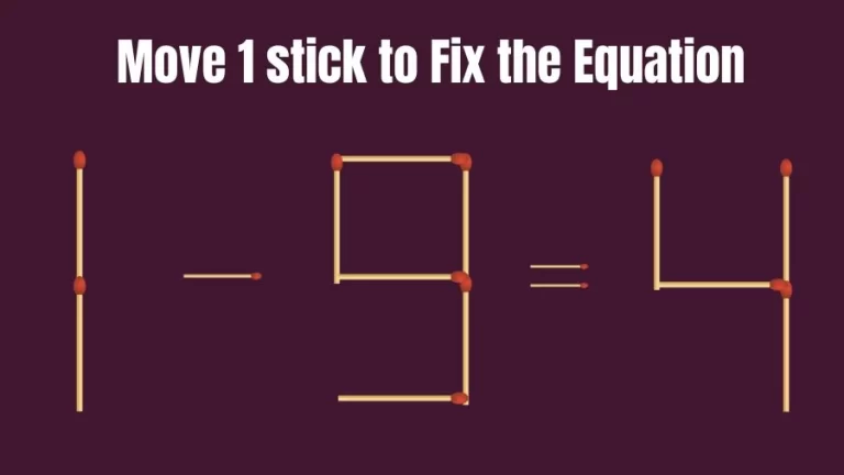 1-9=4 Move 1 Matchstick and Correct this Equation Within 20 Seconds | Brain Teaser Matchstick Puzzle