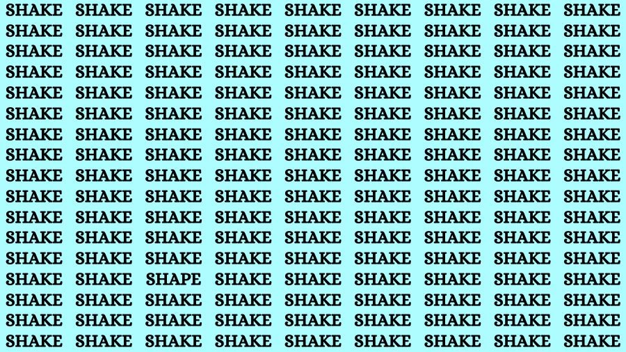 Optical Illusion Brain Challenge: If you have 50/50 Vision Find the Word Shape among Shake in 12 Secs