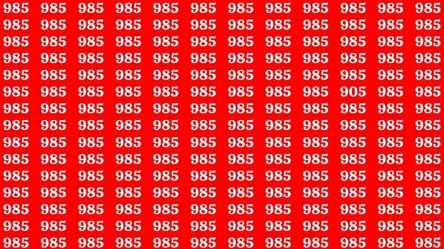 Optical Illusion Visual Test: If you have Eagle Eyes Find the Number 905 among 985 in 14 Secs