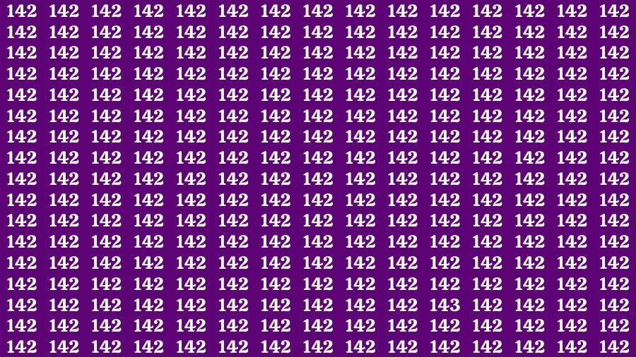 Optical Illusion Brain Challenge: If you have Sharp Eyes Find the Number 143 among 142 in 15 Secs