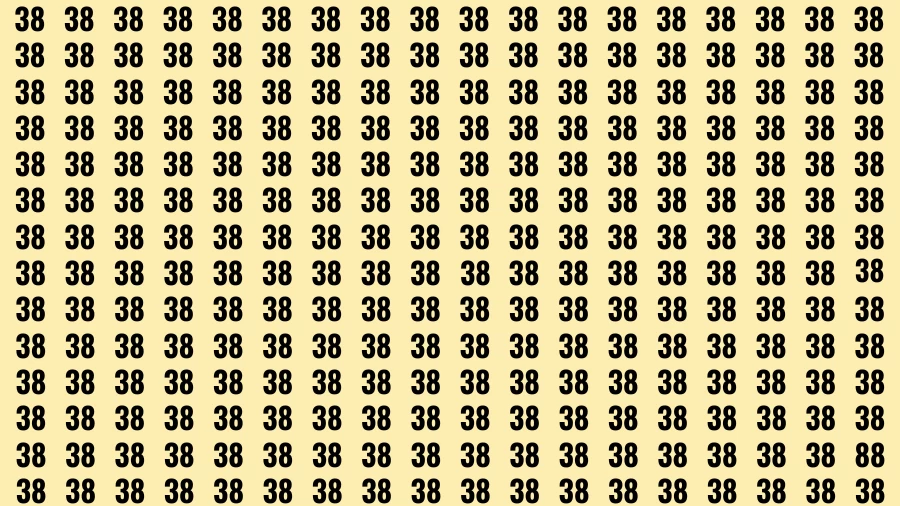 Observation Visual Test: If you have 50/50 Vision Find the Number 88 among 38 in 15 Secs