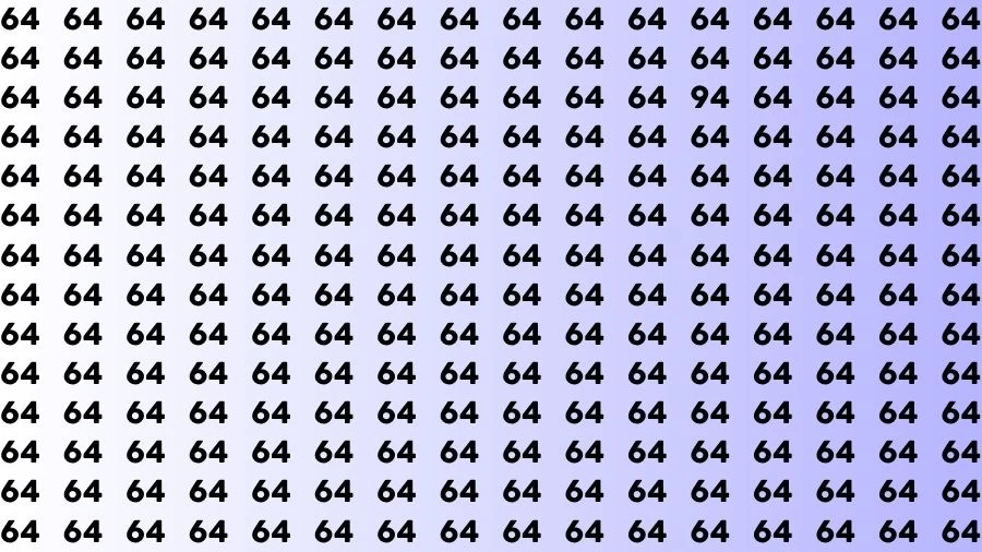 Optical Illusion Visual Test: If you have Eagle Eyes Find the Number 94 among 64 in 14 Secs