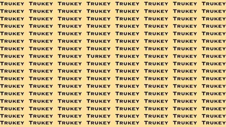 Observation Brain Test: If you have Eagle Eyes Find the Word Turkey in 12 Secs