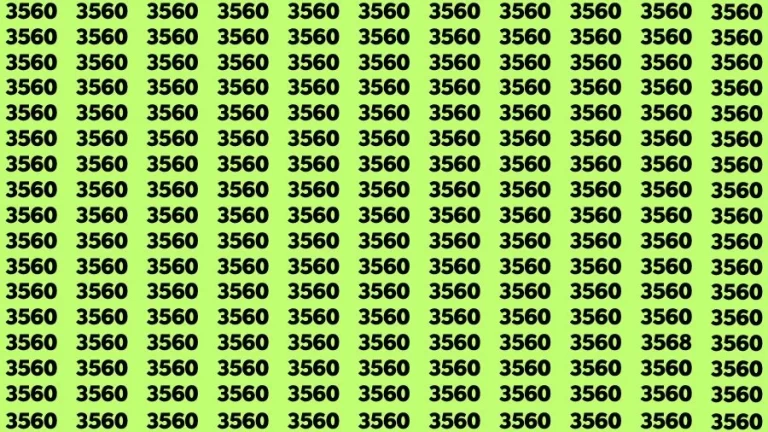 Optical Illusion Brain Challenge: If you have Hawk Eyes Find the Number 3568 among 3560 in 12 Secs