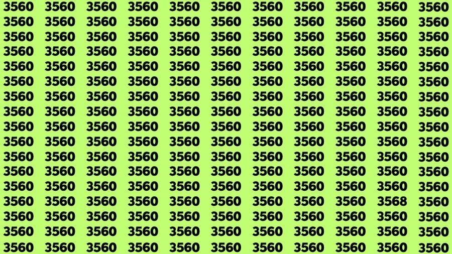 Optical Illusion Brain Challenge: If you have Hawk Eyes Find the Number 3568 among 3560 in 12 Secs