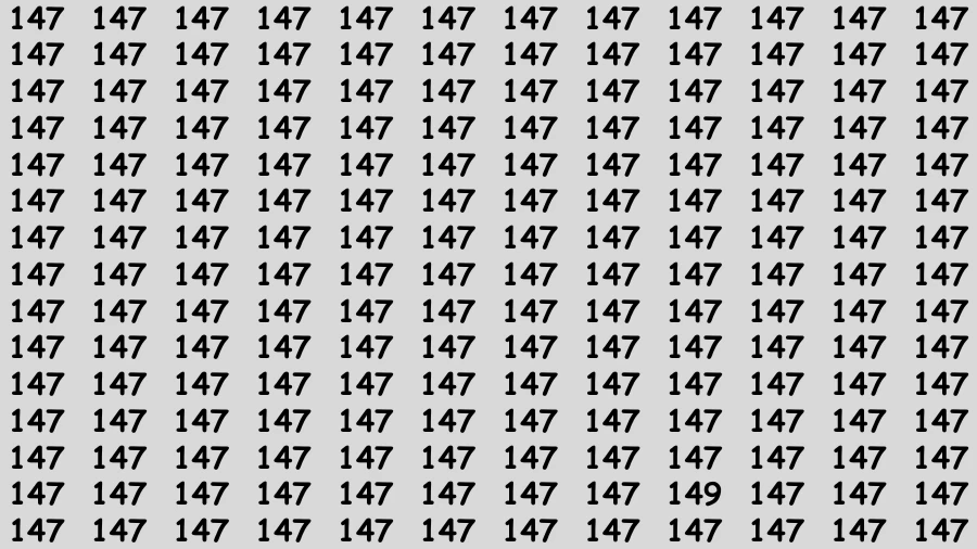 Observation Brain Challenge: If you have Hawk Eyes Find the Number 149 among 147 in 15 Secs