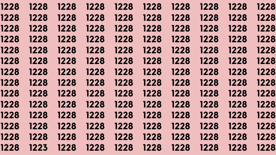 Observation Brain Challenge: If you have Hawk Eyes Find the Number 1223 among 1228 in 15 Secs