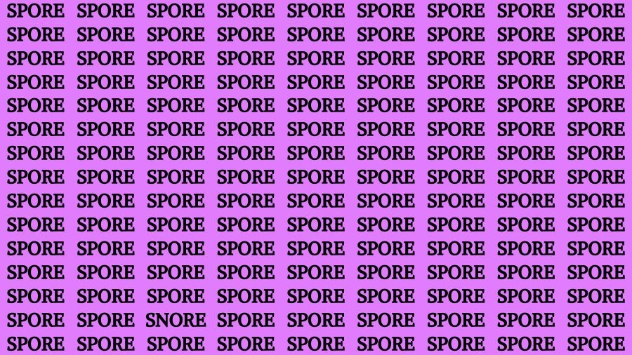 Optical Illusion Brain Challenge: If you have Sharp Eyes Find the Word Snore among Spore in 20 Secs