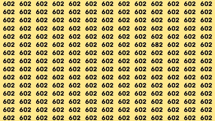 Optical Illusion Brain Challenge: If you have 50/50 Vision Find the Number 682 among 602 in 14 Secs